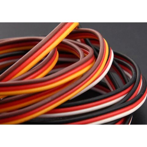 Сервокабель 3x26AWG, 0,13 мм², 1 м, плоский, помаранчевий, коричневий, жовтий Прев'ю 2