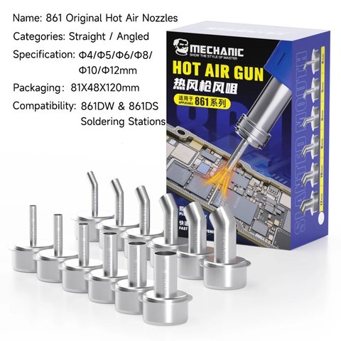 Насадка термофена Mechanic 861 Original, прямая, 6in1, 4mm/5mm/6mm/8mm/10mm/12mm Превью 4