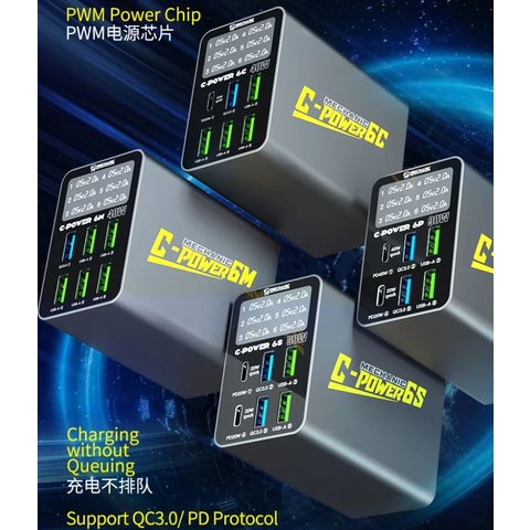 Mains Charger Mechanic C-Power 6M  , (40 W, Quick Charge, 6 outputs) Preview 2