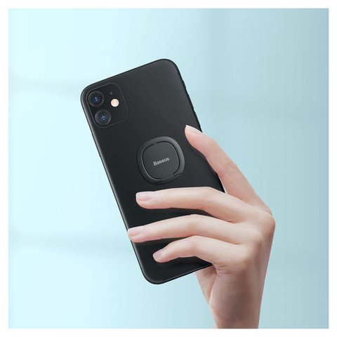 Soporte Baseus Invisible, base pegante, anillos, gris, metal, #SUYB-0A Vista previa  3