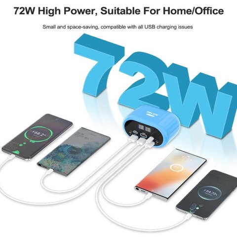 Adaptador de red RELIFE RL-309U, 72 W, Quick Charge, Power Delivery (PD), gris, 6 puertos Vista previa  1