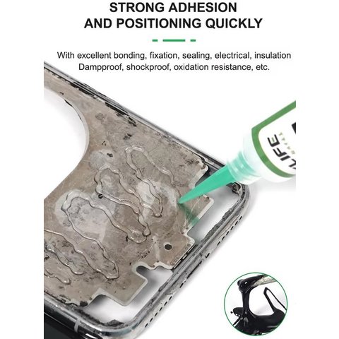 Adhesivo RELIFE RL-035A, poliuretano, negro, para pegar tapas traseras, para marcos de pantalla, 5 ml Vista previa  3