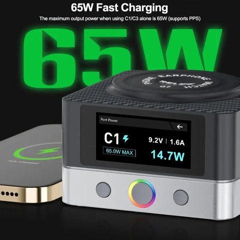 Adaptador de red RELIFE Q7, W, Wireless Charge, Quick Charge, 6 puertos Vista previa  4