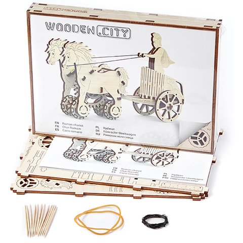 Mechanical 3D Puzzle Wooden.City Roman Chariot Preview 6